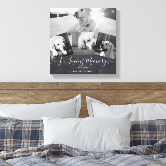 FOTO Dog Memorial Gift- Pet Loss Keepslag Collage Canvas Afdruk (Insitu (Slaapkamer))