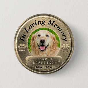 Foto Dog Memorial in Gold toevoegen Ronde Button 5,7 Cm