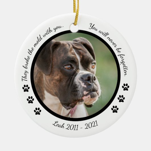 Foto Dog Persoonlijke feestelijke feestdag toevoeg Keramisch Ornament (Voorkant)