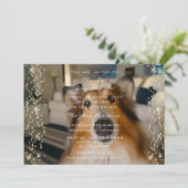 Foto DOG Shower Birthday Roos Gold Confetti Kaart (Staand voorkant)