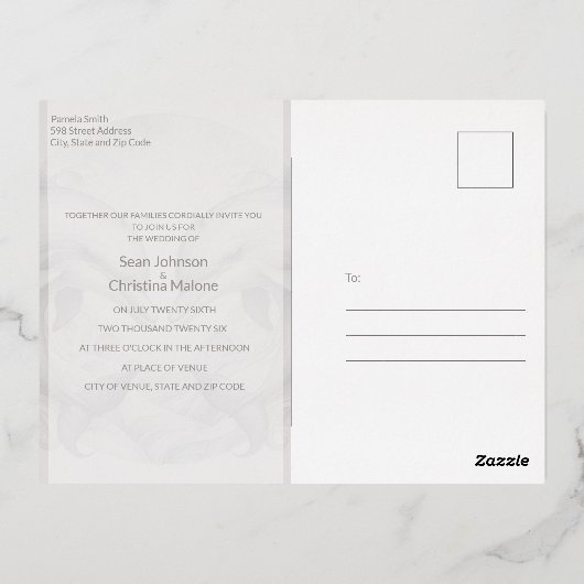 Foto Dolfijn bruiloft uitnodiging Folie Briefkaart (Achterkant)