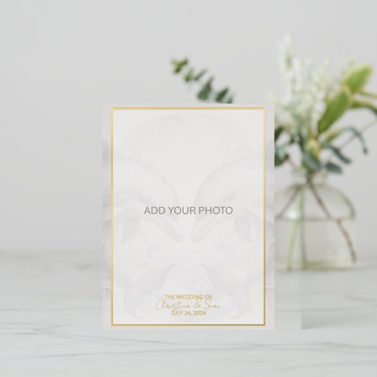 Foto Dolfijn bruiloft uitnodiging Folie Briefkaart (Staand Voorkant)