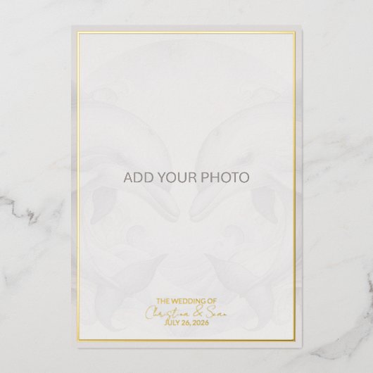 Foto Dolfijn Echte Folie Huwelijksuitnodiging Folie Uitnodiging (Voorkant)