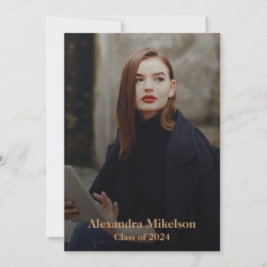 Foto Donker Zwart Goud Gatsby Afstuderen Bedankkaart (Achterkant)