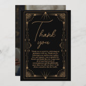 Foto Donker Zwart Goud Gatsby Afstuderen Bedankkaart (Voorkant / Achterkant)