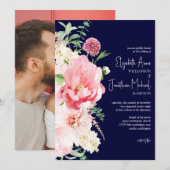 Foto donkerbruine marineslijm Blush Pink Floral St Kaart (Voorkant / Achterkant)