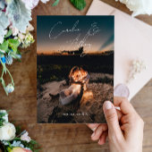 Foto Donkere Paarse Waterverf Magical Gold Wedding Kaart