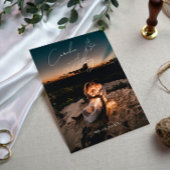 Foto Donkere Paarse Waterverf Magical Gold Wedding Kaart