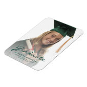 Foto donkergroene script afstudeeraankondiging magneet (Linkerzijde)