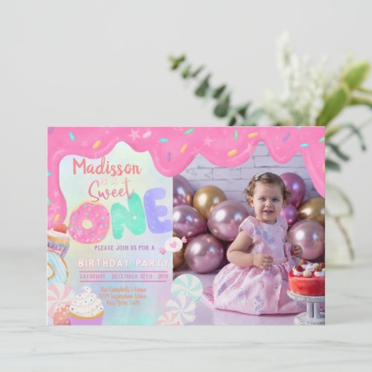 Foto Donut Sweet One-uitnodiging Kaart (Staand voorkant)
