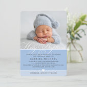 FOTO DOOP fancy bloei kalligrafie boy blue Kaart (Staand voorkant)