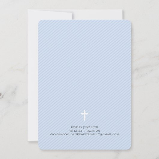 FOTO DOOP fancy bloei kalligrafie boy blue Kaart (Achterkant)