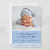 FOTO DOOP fancy bloei kalligrafie boy blue Kaart (Voorkant)