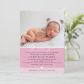 FOTO DOOP fancy bloei kalligrafie meisje roze Kaart (Staand voorkant)