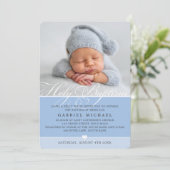 FOTO DOOP fancy kalligrafie bloeien jongensblauw Kaart (Staand voorkant)