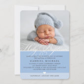 FOTO DOOP fancy kalligrafie bloeien jongensblauw Kaart (Voorkant)