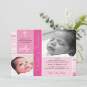 FOTO DOOP  gestreept essentiepatroon roze Kaart (Staand voorkant)