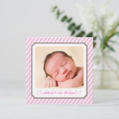 FOTO DOOP Modern  snoep strepen roze Kaart (Staand voorkant)