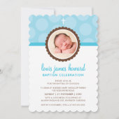 FOTO DOOP moderne polka dot patroon blauw jongen Kaart (Voorkant)