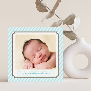 FOTO DOOP moderne vintage suikerstrepen blauw Kaart
