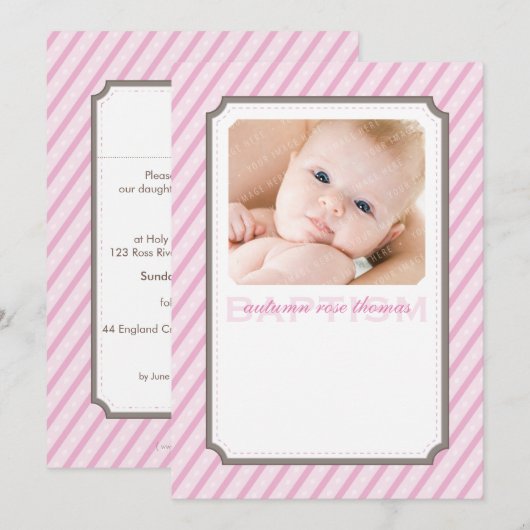 FOTO DOOP NODIGT UIT:: candystripes 1P Kaart (Voorkant / Achterkant)