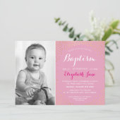 FOTO DOOP schattig mini goud confetti patroon roze Kaart (Staand voorkant)
