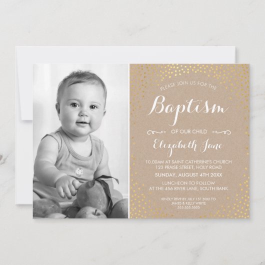 FOTO DOOP schattige mini gouden confetti witte kra Kaart (Voorkant)