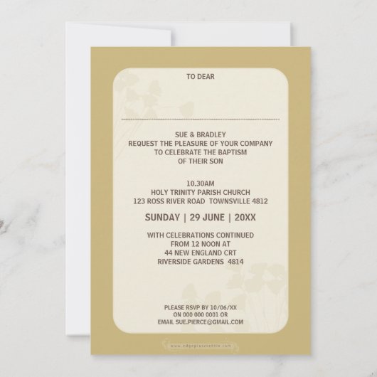 FOTO DOOP UITNODIGING:: hartvlek 6P Kaart (Achterkant)