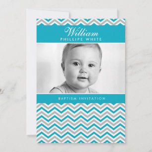 FOTO DOOP UITNODIGING:: zoete chevron aqua Kaart