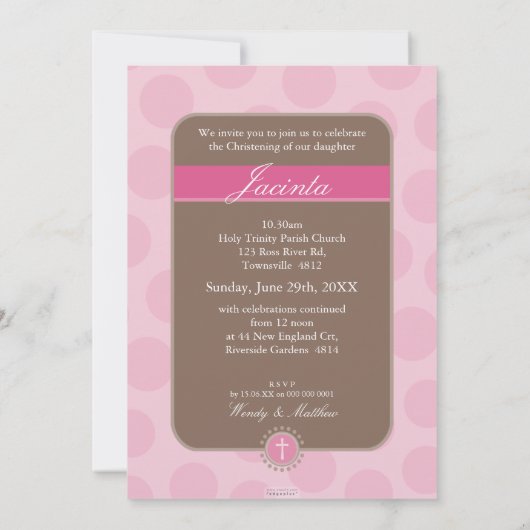 FOTO DOOP UITNODIGT :: polkadot 1P Kaart (Achterkant)