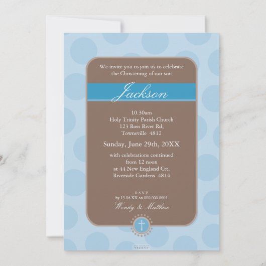 FOTO DOOP UITNODIGT :: polkadot 2P Kaart (Achterkant)