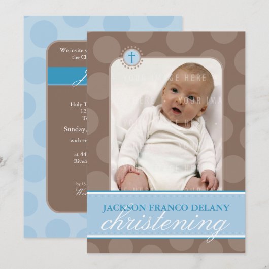 FOTO DOOP UITNODIGT :: polkadot 2P Kaart (Voorkant / Achterkant)