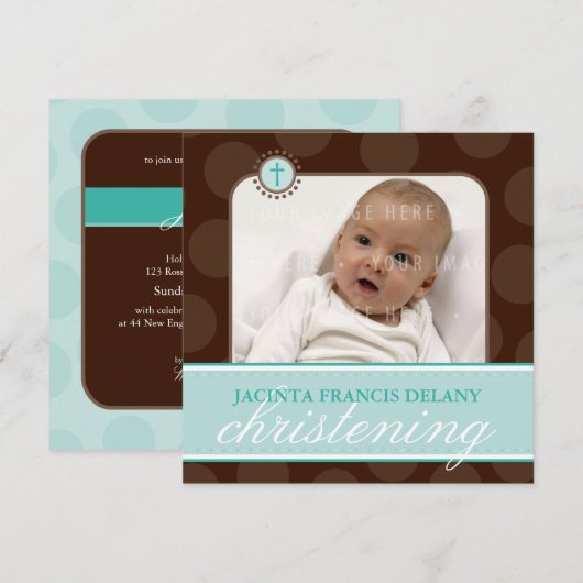 FOTO DOOP UITNODIGT :: Polkadot 5SQ Kaart (Voorkant / Achterkant)