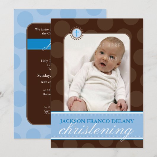 FOTO DOOP UITNODIGT :: polkadot 6P Kaart (Voorkant / Achterkant)