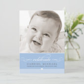 FOTO DOOPSEL script mooi type baby blauw Kaart (Staand voorkant)