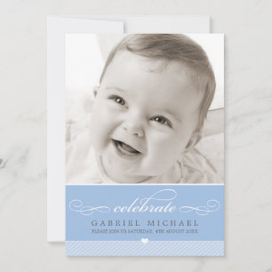 FOTO DOOPSEL script mooi type baby blauw Kaart
