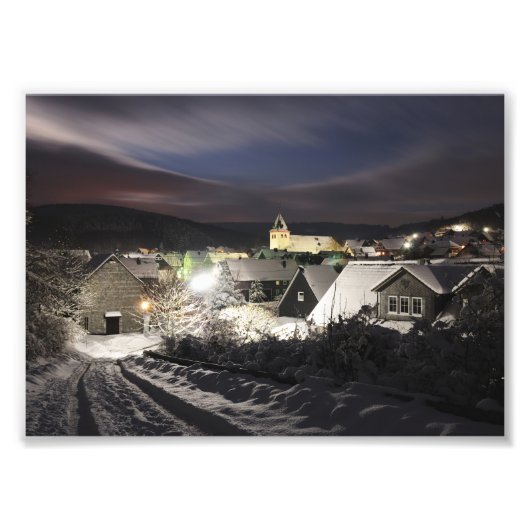 Foto Dorf im Winter Afdruk (Voorkant)
