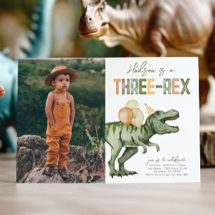 Foto Drie-Rex Dinosaurus Verjaardag Uitnodiging