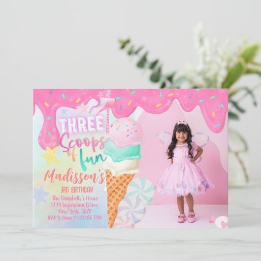 foto Drie scoops van plezier Kaart (Staand voorkant)