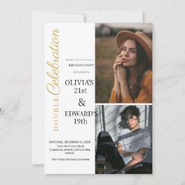 Foto dubbele verjaardagsfeest viering kaart