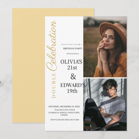 Foto dubbele verjaardagsfeest viering kaart (Voorkant / Achterkant)