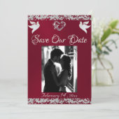 Foto, Duiven, Zilveren Hart & Glitter - Bourgogne Save The Date (Staand voorkant)