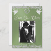 Foto, Duiven, Zilveren Hart & Glitter - Sage Save The Date (Voorkant)