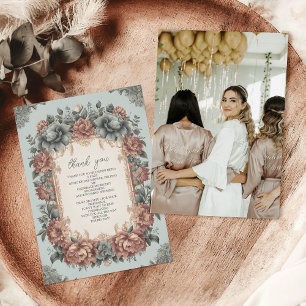 Foto  Dusty Blue Art Nouveau Vrijgezellenfeest Bedankkaart