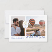 Foto Dusty Blue Crest Floral Wedding Bedankkaart (Voorkant)