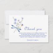 Foto Dusty Blue Crest Floral Wedding Bedankkaart (Achterkant)
