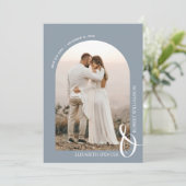 Foto: Dusty Blue QR Code Weddenschap Save The Date (Staand voorkant)