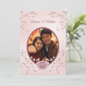 Foto Dusty Pink Cherry Blossom Chinese bruiloft Kaart (Staand voorkant)
