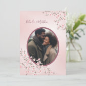 Foto Dusty Pink Cherry Blossom Wedding Kaart (Staand voorkant)