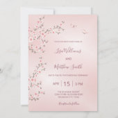 Foto Dusty Pink Cherry Blossom Wedding Kaart (Achterkant)